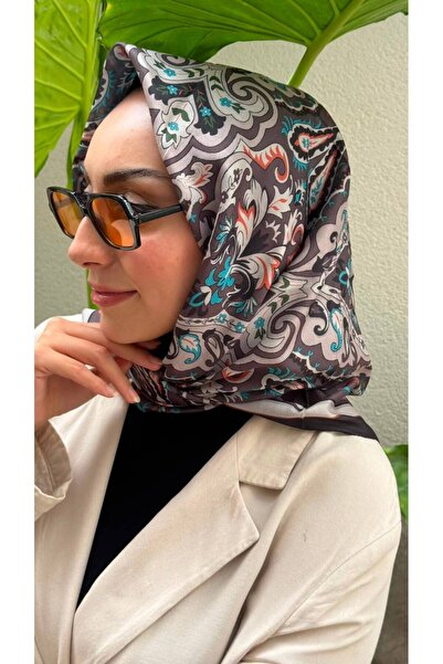 Firuze scarf وشاح قطني ناعم بنمط فيرا بني اللون
