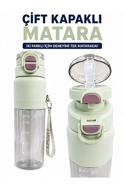 monthiron Double Lid Water Bottle 920 ml – 2 Different Drinking Options, Spor...