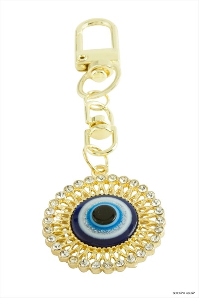 ZERO LAND Spt-Gld Evil Eye Stone (183221) Keychain Yellow
