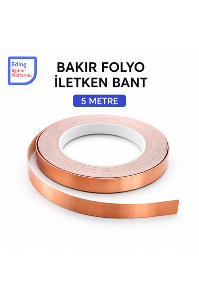 EDİNG EĞİTİM PLATFORMU Bakır Folyo İletken Bant 3 mm x 5 Metre – Kağıt Devre,...