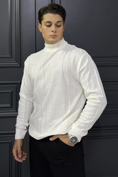 TOZLU Patterned Half Turtleneck Men's Knitwear Sweater