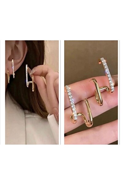 Mega Bazaar U Shaped Stone Yellow Earrings
