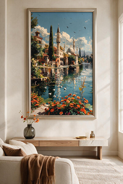 ARTAN GALLERY İstanbul Cami Manzarası İtalyan Kadife Tablo 40 mm Kalın Çerçev...