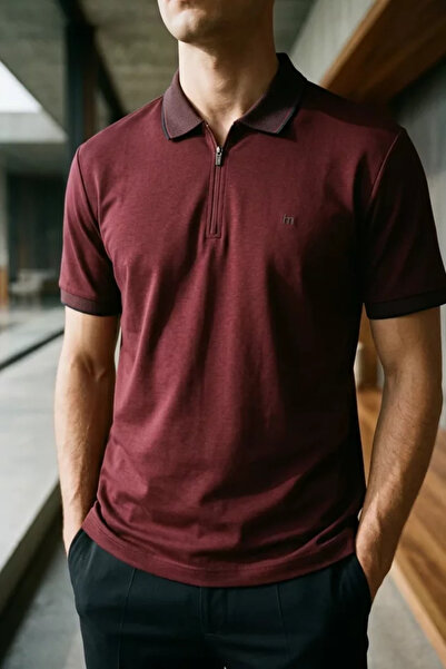 TOZLU Half Zipper Polo Collar Men's T-Shirt
