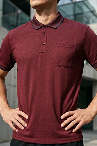 TOZLU Men's Polo Neck Pocket T-Shirt
