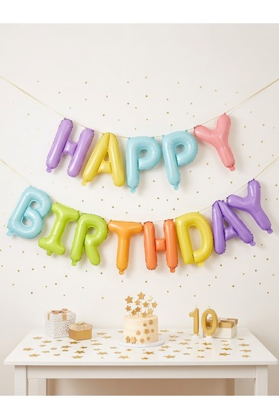 Happy Birthday Yazılı Karışık Renk Folyo Balon