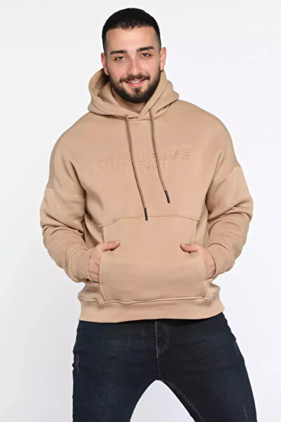TOZLU Hooded Kangaroo Pocket Three-Thread Ribbed Men's Sweatshirt