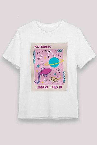 Darkhane Aquarius Astrology Poster Printed T-Shirt
