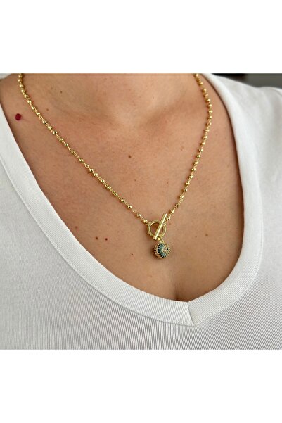 mibrillo Chain Detailed with Beads and Evil Eye Beads, Jewelry Necklace