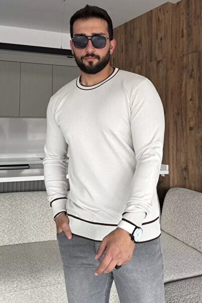 TOZLU Crew Neck Striped Men's Knitwear Sweater