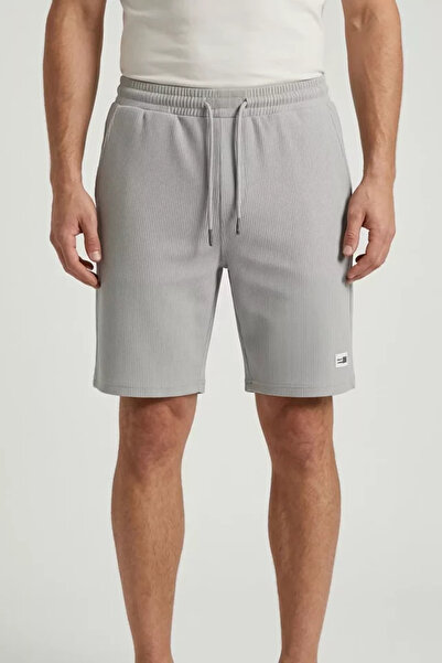 TOZLU Men's Self-Line Patterned Shorts with Elastic Waistband