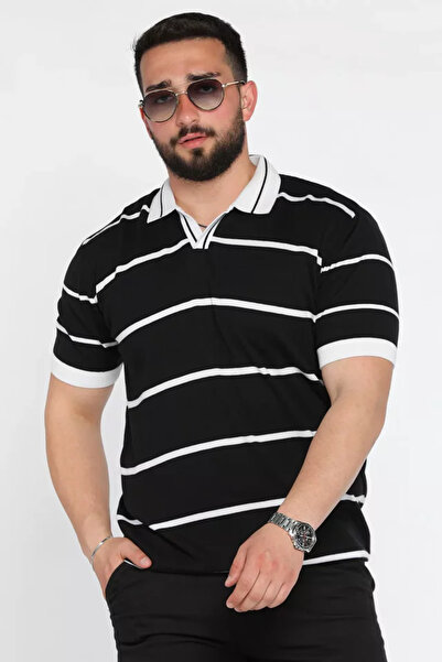 TOZLU Tricou tricotat cu model în dungi, cu guler polo, pentru bărbați