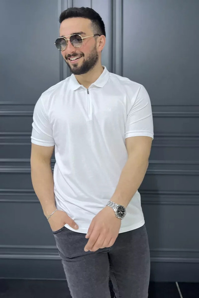 TOZLU Half Zipper Polo Collar Men's T-Shirt