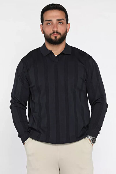 TOZLU Pulover tricotat pentru bărbați cu model și guler polo