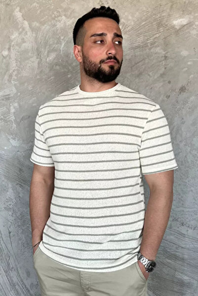 TOZLU Crew Neck Striped Patterned Men's T-Shirt