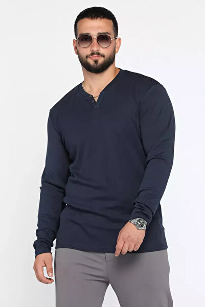 TOZLU Collar Button Detailed Men's Body Sweatshirt