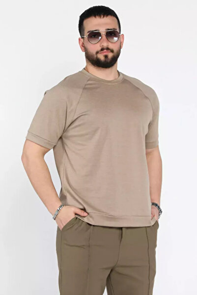 TOZLU Tricou pentru bărbați cu decolteu rotund, cu emblemă decorativă