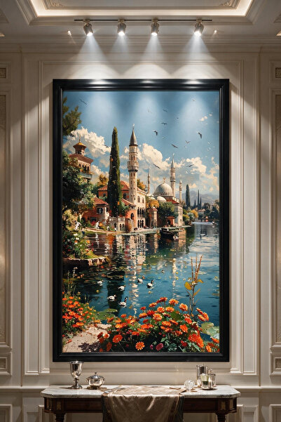 ARTAN GALLERY İstanbul Cami Manzarası İtalyan Kadife Tablo 40 mm Kalın Çerçev...