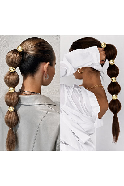 Mega Bazaar Women's 4-Piece Toned Rubber Hair Clips
