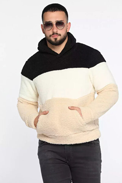 TOZLU Men's Plush Sweatshirt with Hood and Kangaroo Pocket