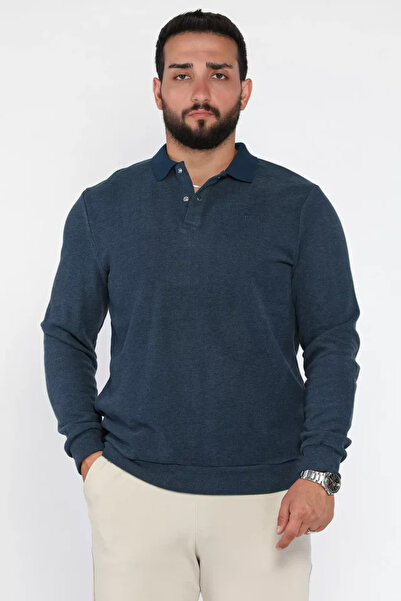TOZLU Men's Polo Collar Snap Detail Thessaloniki Sweatshirt