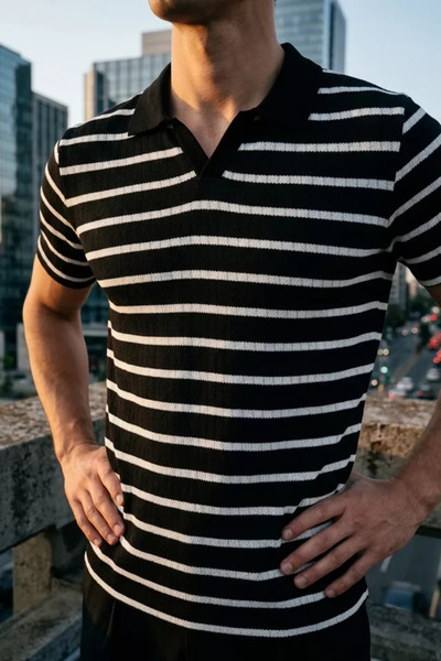 TOZLU Tricou cu guler polo pentru bărbați, cu model