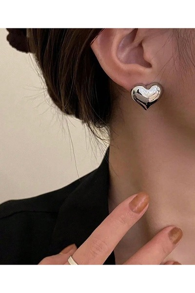 Mega Bazaar Heart Shaped Gray Women's Earrings