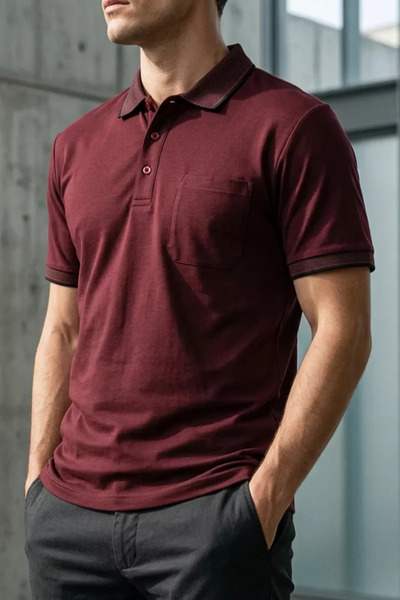 TOZLU Polo Collar Pocket Men's T-Shirt