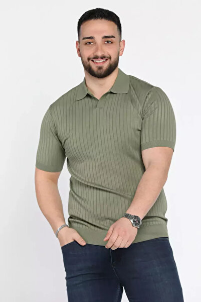 TOZLU Tricou tricotat pentru bărbați, cu guler polo și model cu dungi