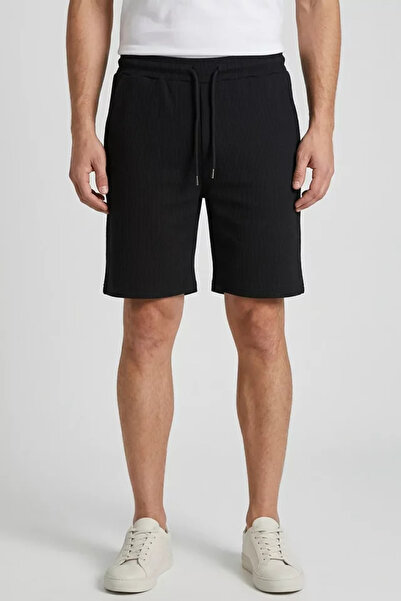 TOZLU Men's Self-Patterned Shorts with Elastic Waistband