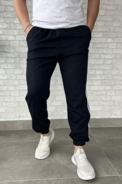 TOZLU Men's Sweatpants with Elastic Waist and Cuffs and Side Stripe Detail