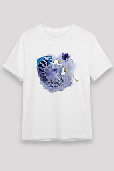 Darkhane Cancer Zodiac Sign Watercolor Printed T-Shirt
