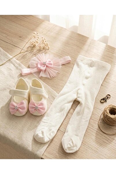 Bebila Baby Baby Girl Newborn Tights, Bandana, Booties Set of 3, Hospital Rel...