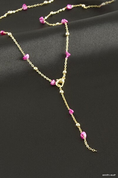 ZERO LAND Spt-Gld Broken Natural Stone Y (184102) Necklace Pink