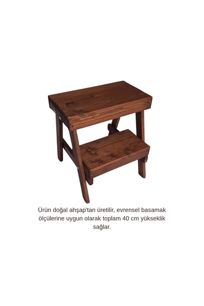 Selimoğlu Basamaklı tabure. Doğal ahşap tabure. 40x40x23 cm