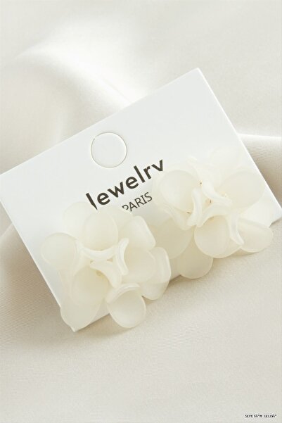 ZERO LAND Spt-Gld Flower Plastic (185152) Earrings White
