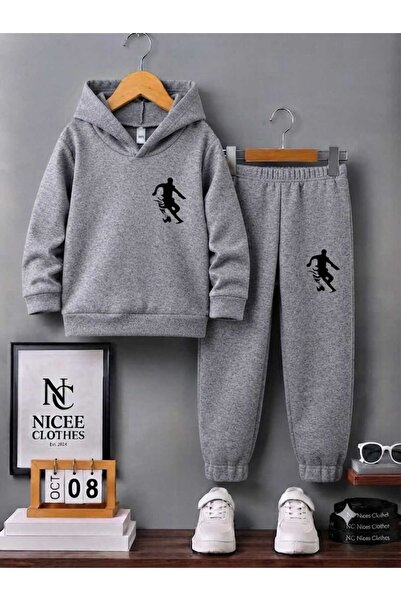 NC Nicee Clothes Παιδικό Σετ Φόρμας Unisex (Μαύρο με στάμπα φωτιάς στα αριστε...