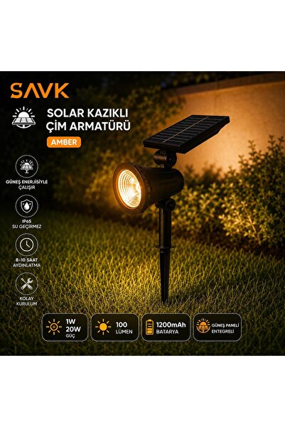 Muud Atelier Solar Kazıklı Çim Armatürü Amber Renkli Bahçe Aydınlatma