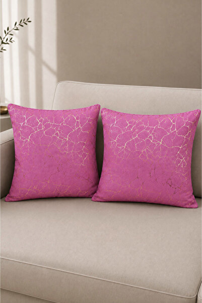 Bumedo Gold Foil Patterned 2-Piece Throw Pillow Cover Set 43X43 cm Living Roo...