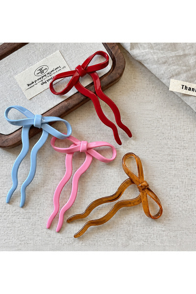 Mega Bazaar Pink Bowknot 4-Piece Bun Hair Clip