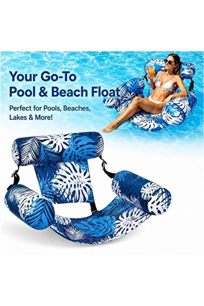 JOSQUEWNN Pool Lounger Floats Chairs Adult, Inflatable Pool Lounge, Plant Pat...