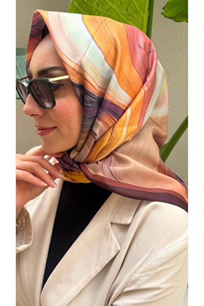 Firuze scarf Orange Aura Pattern Soft Cotton Scarf