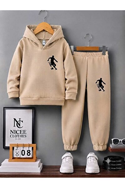 NC Nicee Clothes Παιδικό Σετ Φόρμας Unisex (Μαύρο με στάμπα φωτιάς στα αριστε...