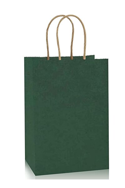 Generic MARKQ [24 Bags] Kraft Paper bags with handles, 22 x 16 x 8 cm Dark Gr...