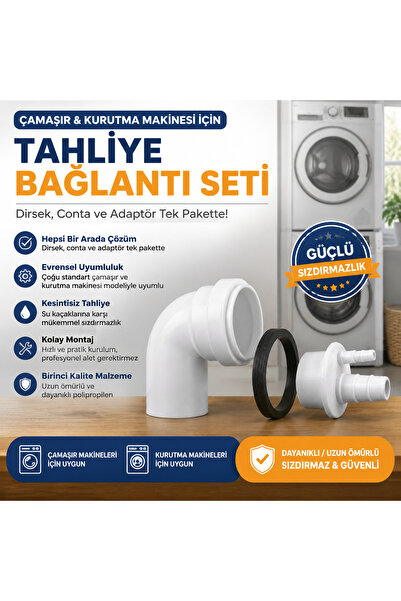 değişim plastik **Çamaşır ve Kurutma Makinesi Hortum Adaptörü – 2'li Set, Dirsek ve Conta Dahil**