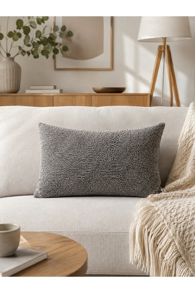 BURCIN HOME 30X50 Anthracite Throw Pillow Cover Set of Two Premium Textured Modern Decorative Rectangular Sofa & Bed Throw Pillow