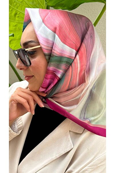 Firuze scarf Pink Aura Patterned Soft Cotton Scarf