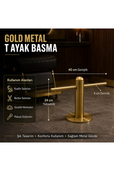 Genel Markalar Gold Metal T Ayak Basma Kuaför Berber Koltuğu Ayak Desteği 40 cm
