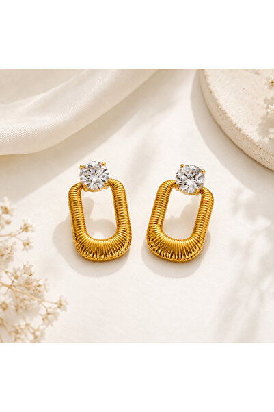 Archhazel Jewelery SINGLE STONE STEEL EARRING