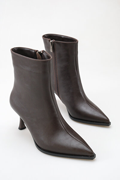 ELEVAM Women's Black Pointed Toe 7 cm Heeled Zippered Ankle Boots